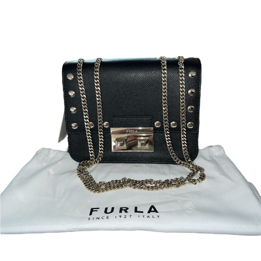 FURLA Bella Mini Crossbody Handbag in Black w/ Dust Bag $398